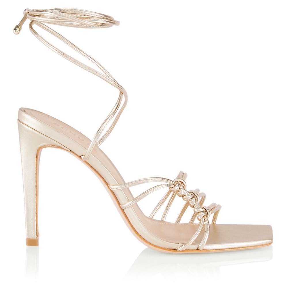SCHUTZ Sirena Metallic Faux Leather Wrap Sandals